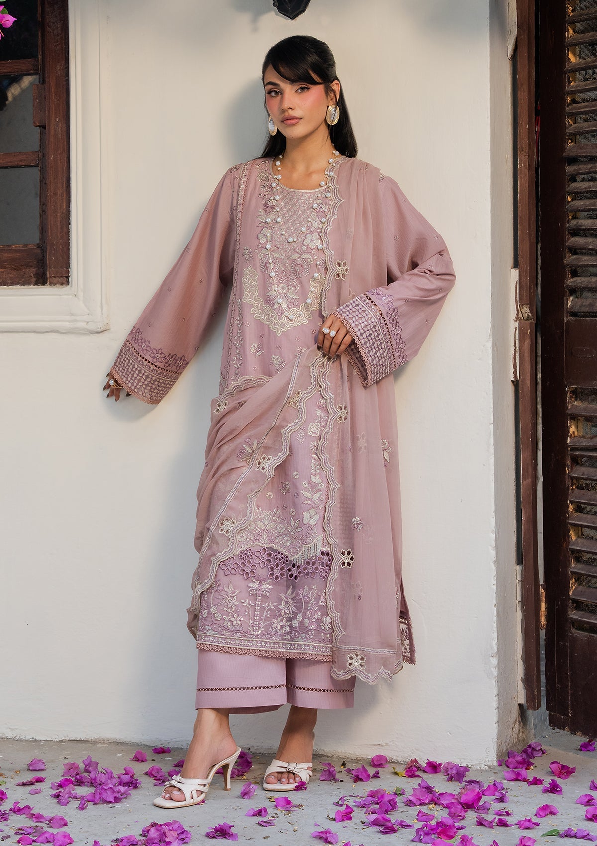 Pakistani Designer Baby Pink Lawn Suit Online in UK USA Canada
