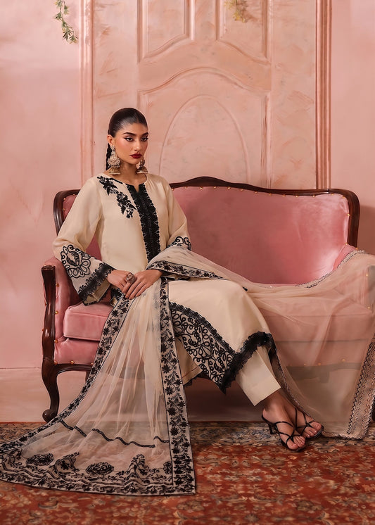 Pakistani Designer Beige Chiffon Party Wear Suit Online in KSA Riyadh Saudi Arabia Oman Bahrain Qatar