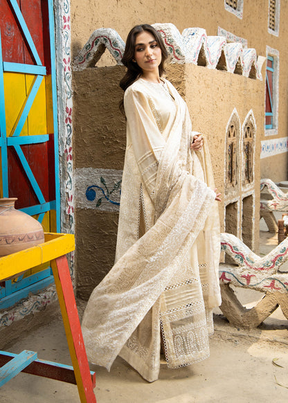 Pakistani Designer Beige Cotton Silk Salwar Kameez Online in KSA Riyadh Saudi Arabia Oman Bahrain Qatar