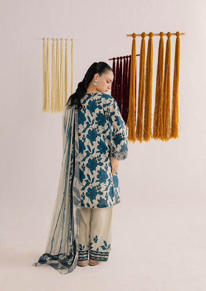Pakistani Designer Beige Embroidered Lawn Suit Online in KSA Riyadh Saudi Arabia Oman Bahrain Qatar