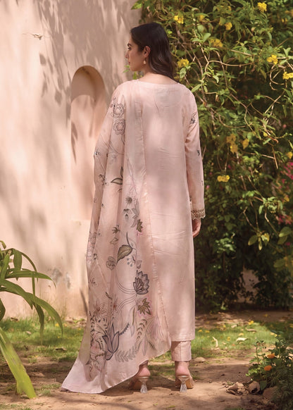 Pakistani Designer Beige Lawn Salwar Kameez Online in KSA Riyadh Saudi Arabia Oman Bahrain Qatar