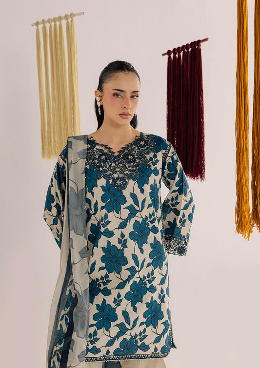 Pakistani Designer Beige Lawn Suit Online in KSA Riyadh Saudi Arabia Oman Bahrain Qatar
