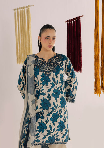 Pakistani Designer Beige Lawn Suit Online in KSA Riyadh Saudi Arabia Oman Bahrain Qatar