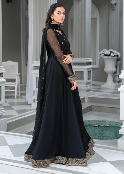 Pakistani Designer Black Chiffon Embroidered Suit Online in KSA Riyadh Saudi Arabia Oman Bahrain Qatar