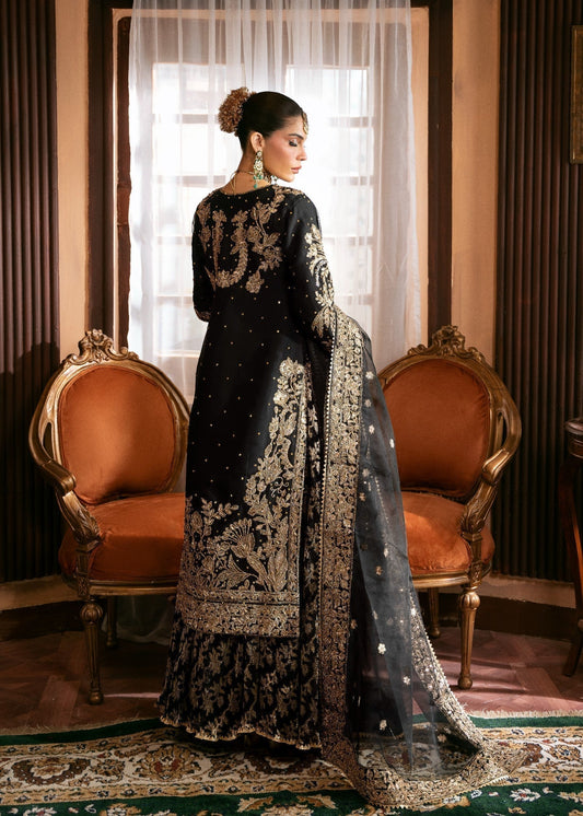 Pakistani Designer Black Chiffon Lehenga Online in UK USA Canada