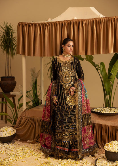 Pakistani Designer Black Chiffon Wedding Lehenga Online in KSA Riyadh Saudi Arabia Oman Bahrain Qatar