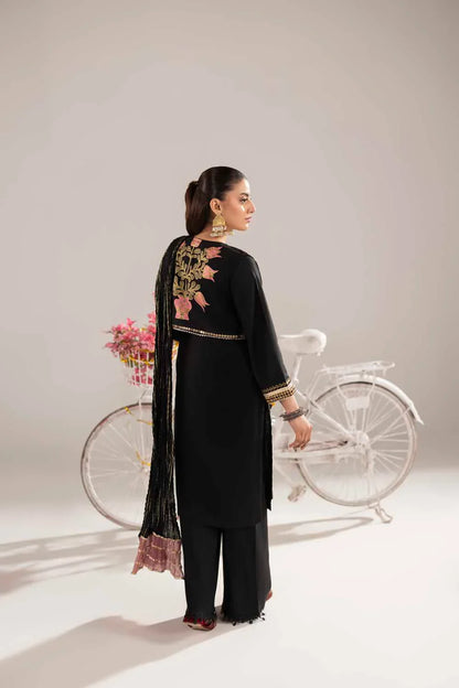 Pakistani Designer Black Cotton Embroidered Suit Online in KSA Riyadh Saudi Arabia Oman Bahrain Qatar