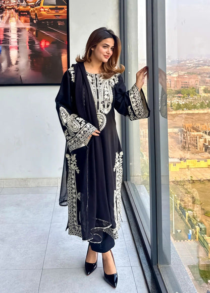 Pakistani Designer Black Cotton Kurta Pajama Online in KSA Riyadh Saudi Arabia Oman Bahrain Qatar