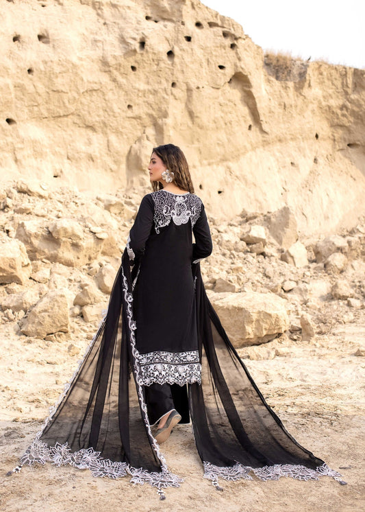 Pakistani Designer Black Cotton Salwar Kameez Online in KSA Riyadh Saudi Arabia Oman Bahrain Qatar