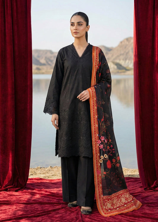 Pakistani Designer Black Cotton Salwar Kameez Online in KSA Riyadh Saudi Arabia Oman Bahrain Qatar