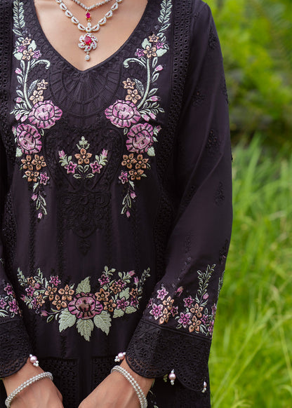 Pakistani Designer Black Embroidered Cambric Suit Online in KSA Riyadh Saudi Arabia Oman Bahrain Qatar