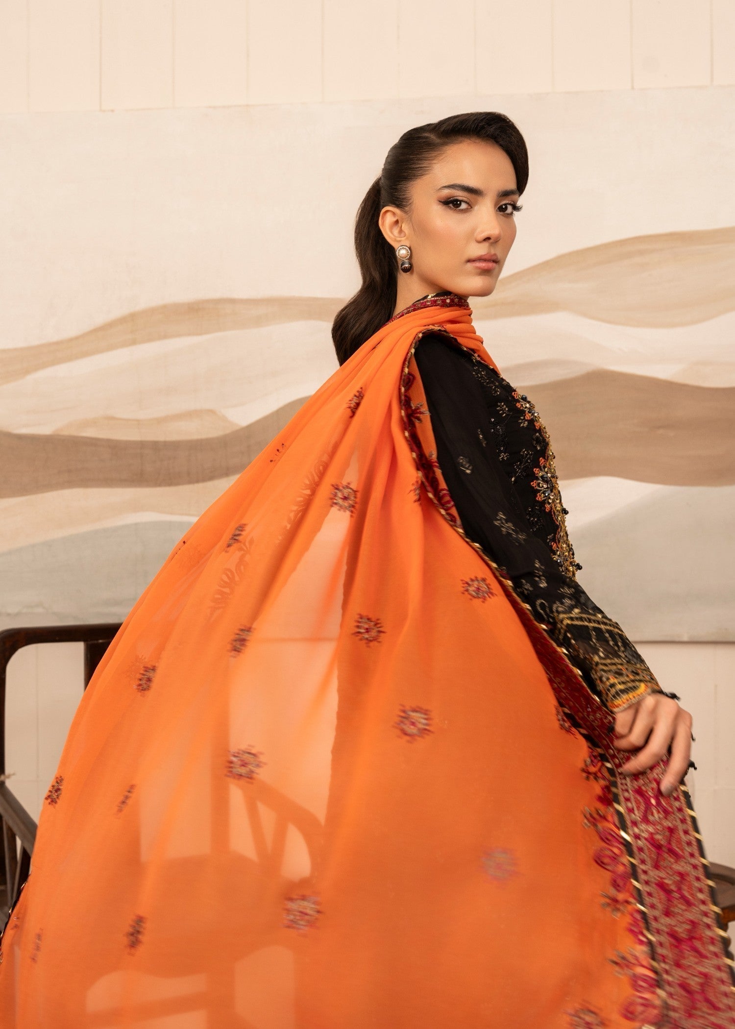 Pakistani Designer Black Embroidered Suit Online in Sri Lanka India Australia