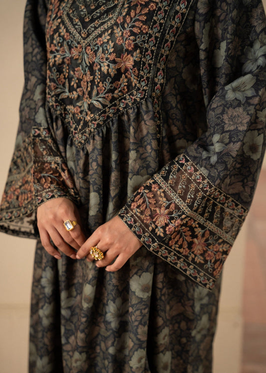 Pakistani Designer Black Khaddar Salwar Kameez Winter Wear Online in KSA Riyadh Saudi Arabia Oman Bahrain Qatar