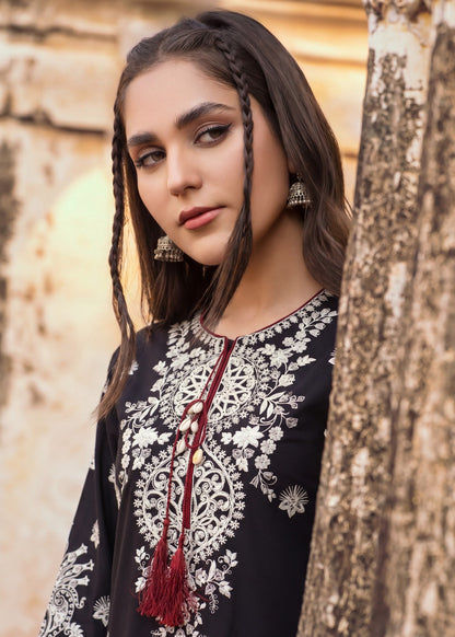 Pakistani Designer Black Lawn Embroidered Suit Online in KSA Riyadh Saudi Arabia Oman Bahrain Qatar