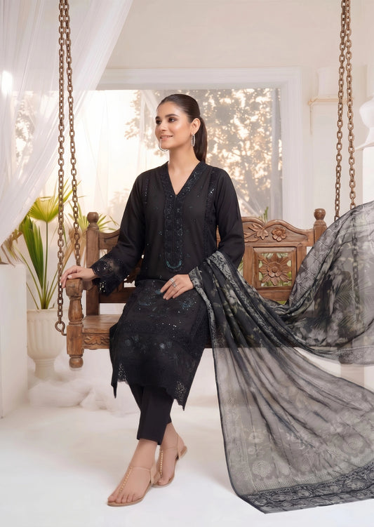 Pakistani Designer Black Lawn Kurta Pajama Online in KSA Riyadh Saudi Arabia Oman Bahrain Qatar