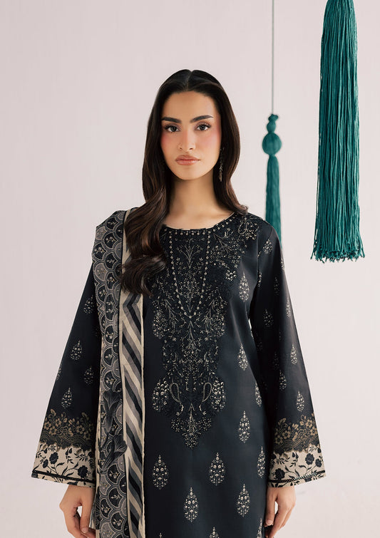 Pakistani Designer Black Lawn Salwar Kameez Online in KSA Riyadh Saudi Arabia Oman Bahrain Qatar