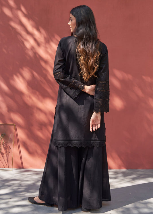 Pakistani Designer Black Lawn Sharara Gharara Online in KSA Riyadh Saudi Arabia Oman Bahrain Qatar