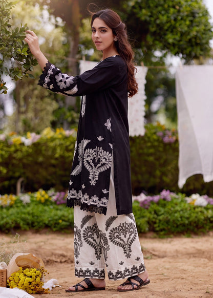 Pakistani Designer Black Lawn Suit Online in KSA Riyadh Saudi Arabia Oman Bahrain Qatar