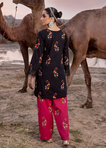Pakistani Designer Black Lawn Suit Online in KSA Riyadh Saudi Arabia Oman Bahrain Qatar