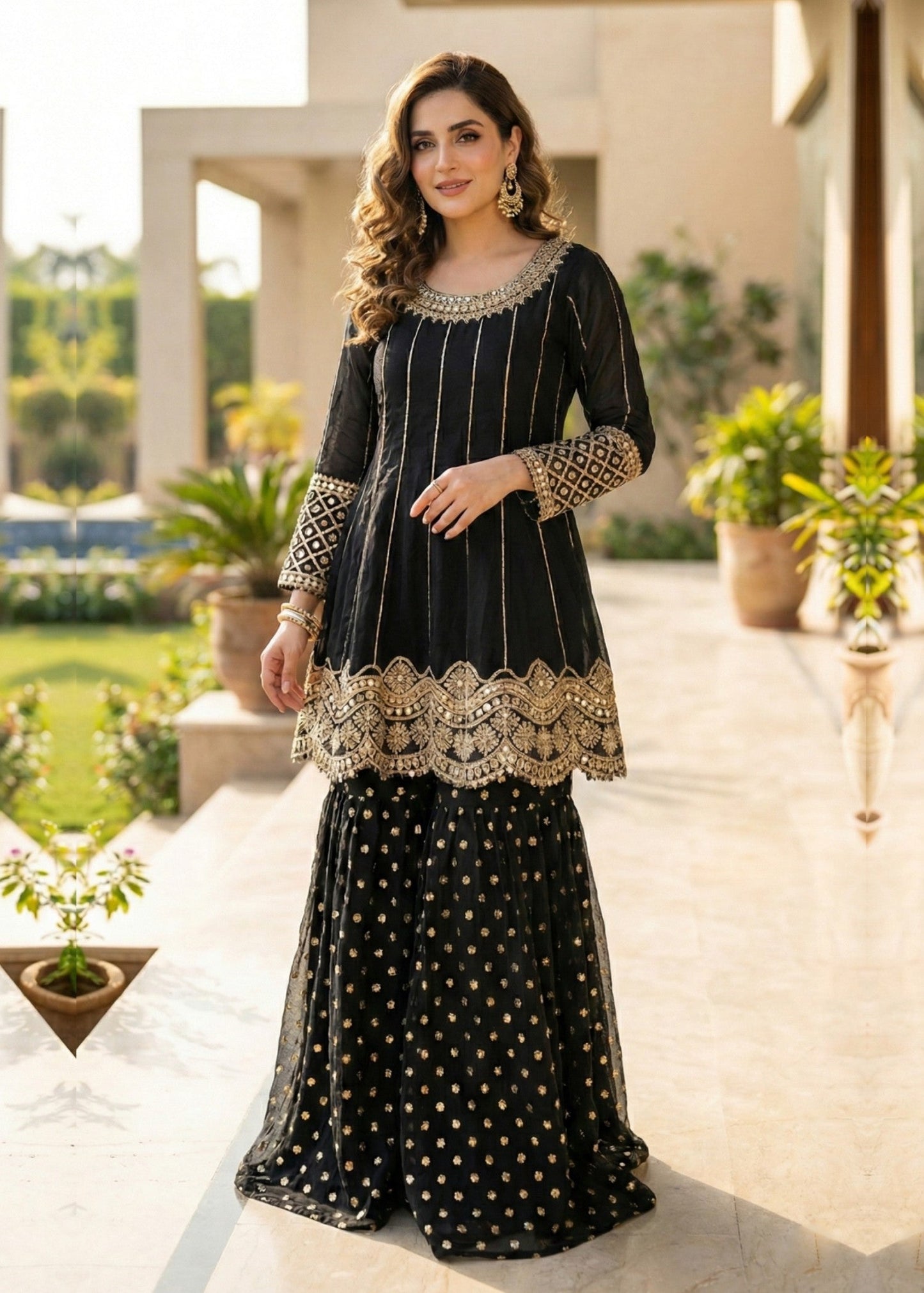 Pakistani Designer Black Net Salwar Kameez Online in KSA Riyadh Saudi Arabia Oman Bahrain Qatar