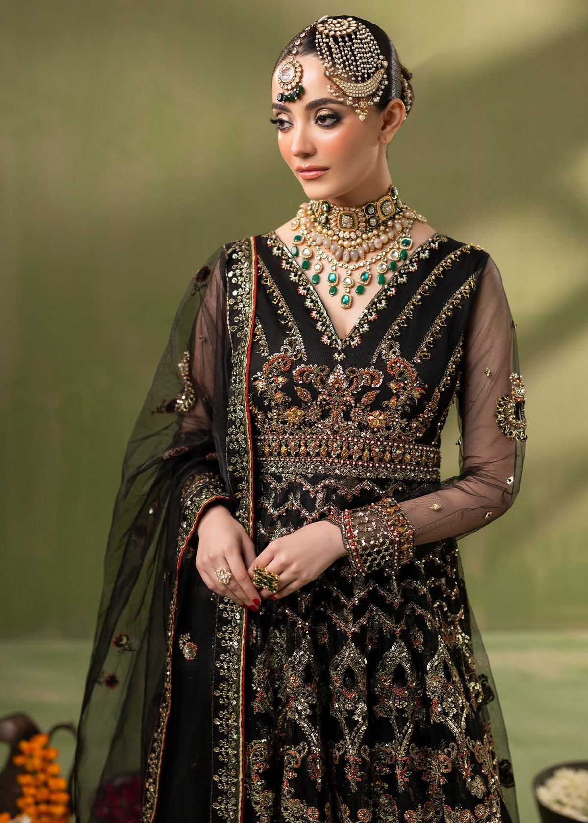 Pakistani Designer Black Net Salwar Kameez Online in KSA Riyadh Saudi Arabia Oman Bahrain Qatar