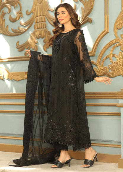 Pakistani Designer Black Organza Salwar Kameez Online in KSA Riyadh Saudi Arabia Oman Bahrain Qatar