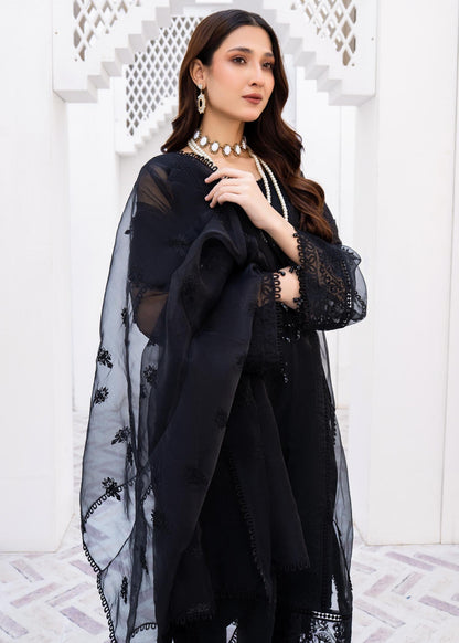Pakistani Designer Black Organza Salwar Kameez Online in KSA Riyadh Saudi Arabia Oman Bahrain Qatar