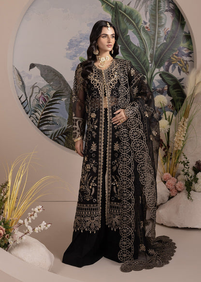 Pakistani Designer Black Organza Salwar Kameez Online in KSA Riyadh Saudi Arabia Oman Bahrain Qatar