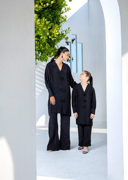Pakistani Designer Black Raw Silk Kurta Pajama Online in KSA Riyadh Saudi Arabia Oman Bahrain Qatar