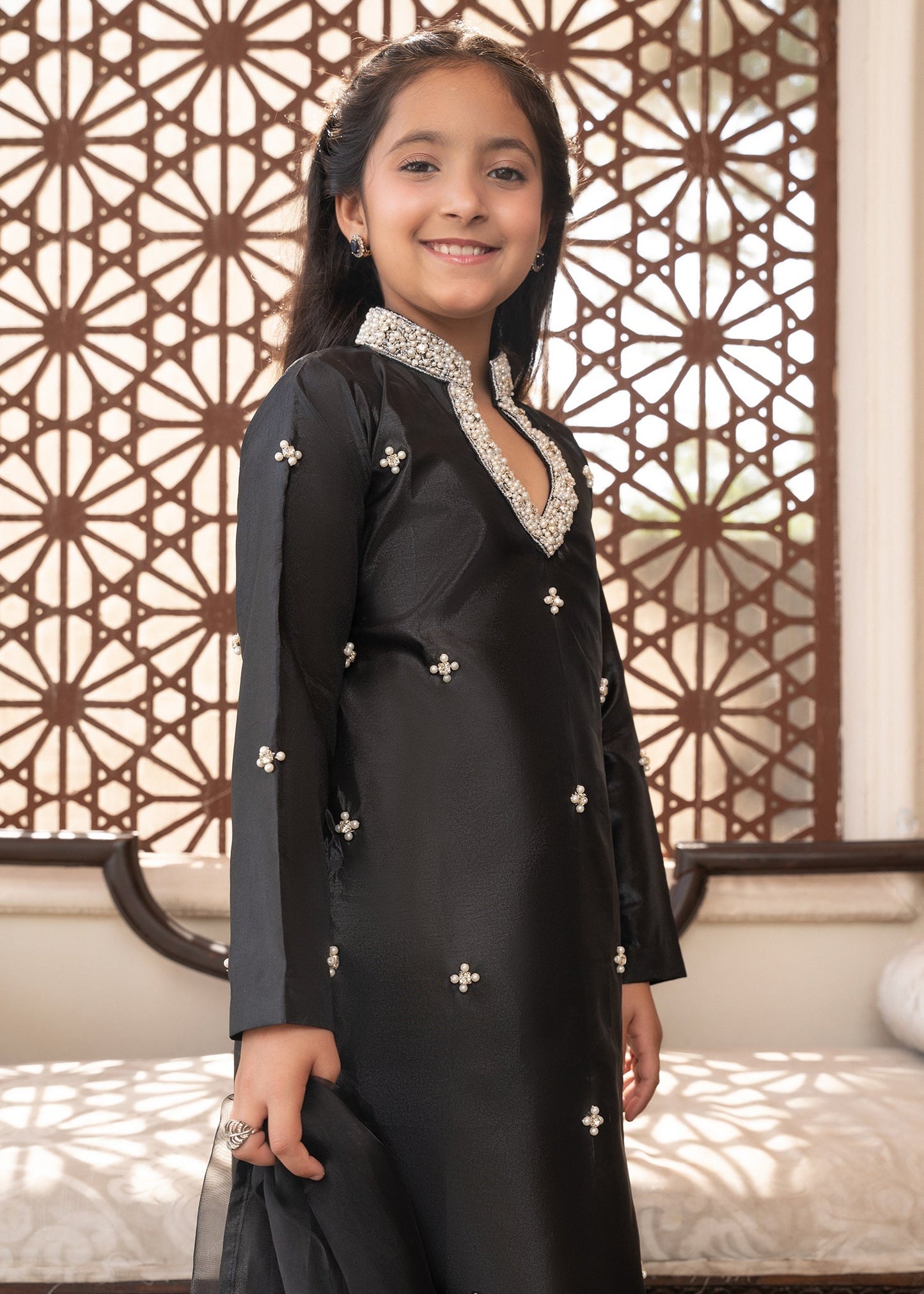Pakistani Designer Black Silk Festive Suit Online in KSA Riyadh Saudi Arabia Oman Bahrain Qatar