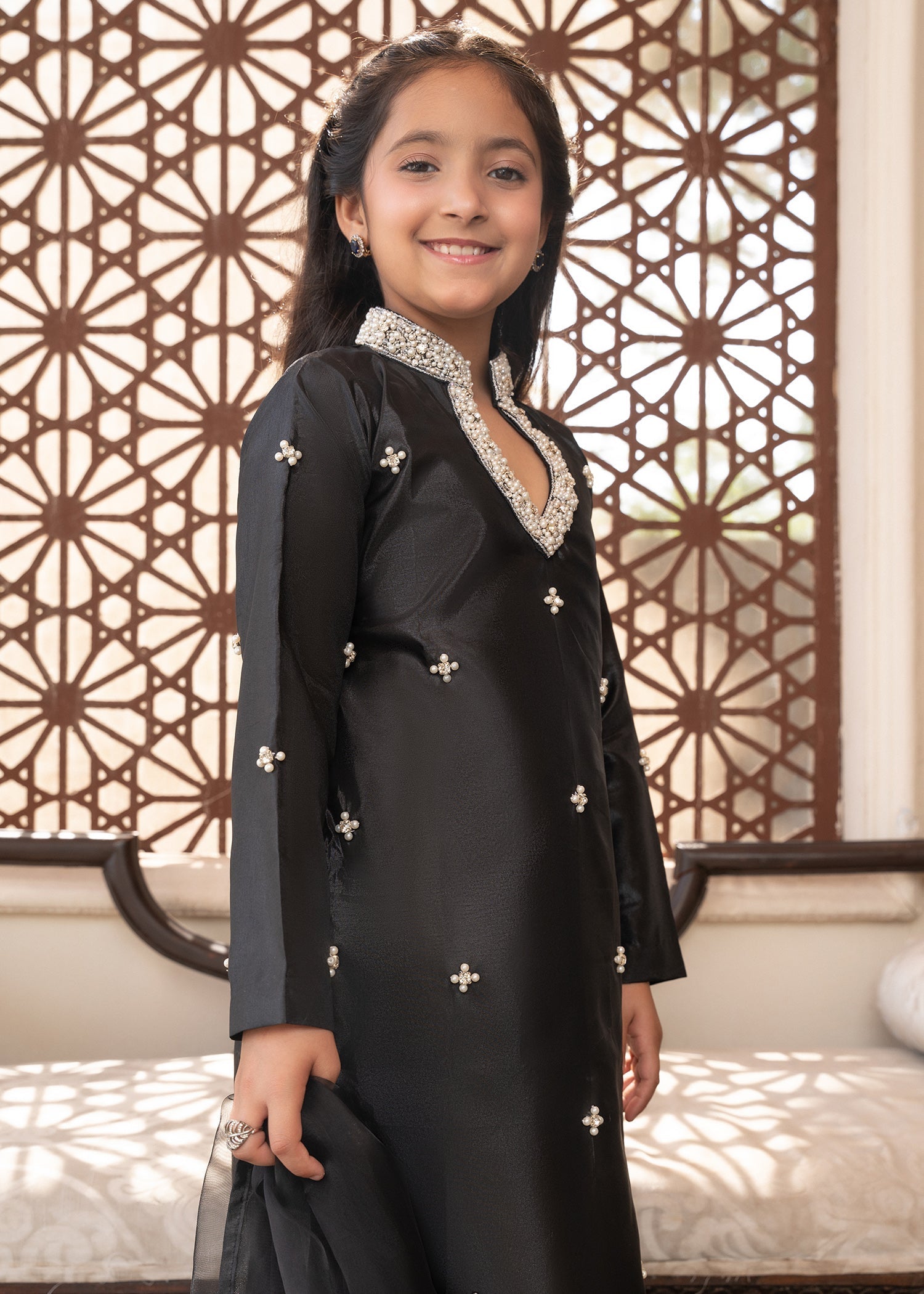 Pakistani Designer Black Silk Festive Suit Online in KSA Riyadh Saudi Arabia Oman Bahrain Qatar