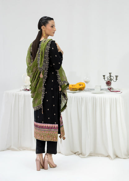 Pakistani Designer Black Silk Salwar Kameez Online in KSA Riyadh Saudi Arabia Oman Bahrain Qatar