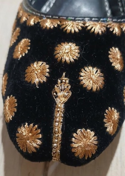 Pakistani Designer Black Velvet Jutti Online in UK USA Canada