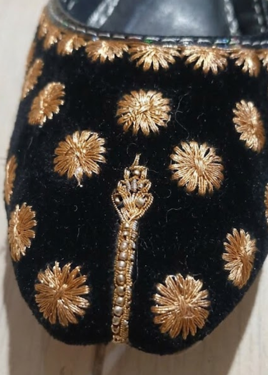 Pakistani Designer Black Velvet Jutti Online in UK USA Canada