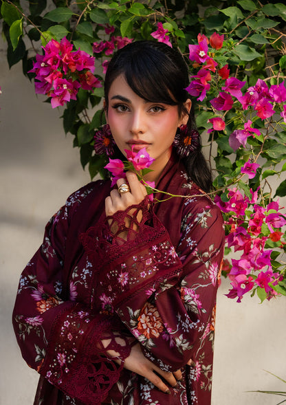 Pakistani Designer Blood Red Lawn Salwar Kameez Online in KSA Riyadh Saudi Arabia Oman Bahrain Qatar
