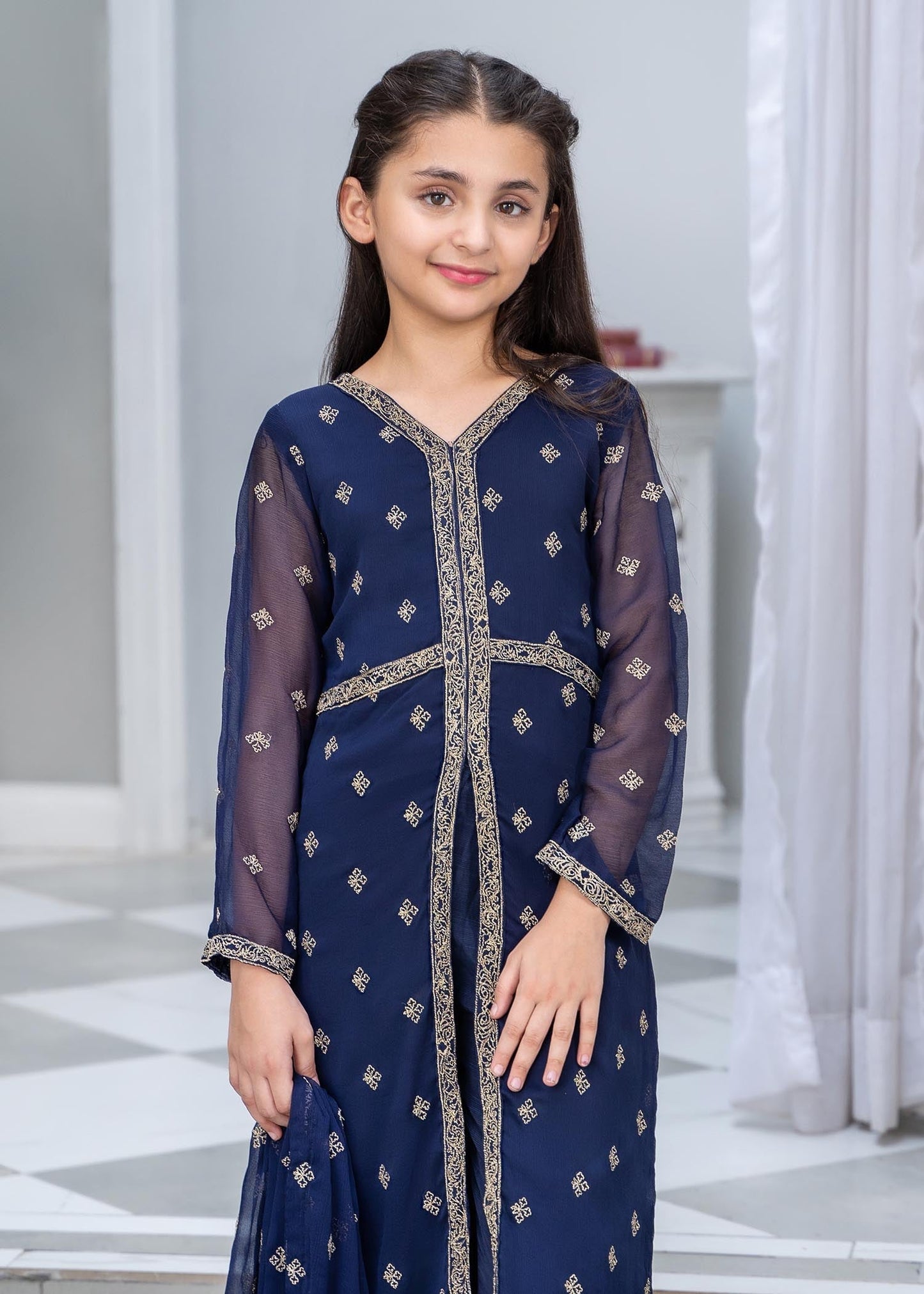 Pakistani Designer Blue Chiffon Embroidered Suit Online in KSA Riyadh Saudi Arabia Oman Bahrain Qatar