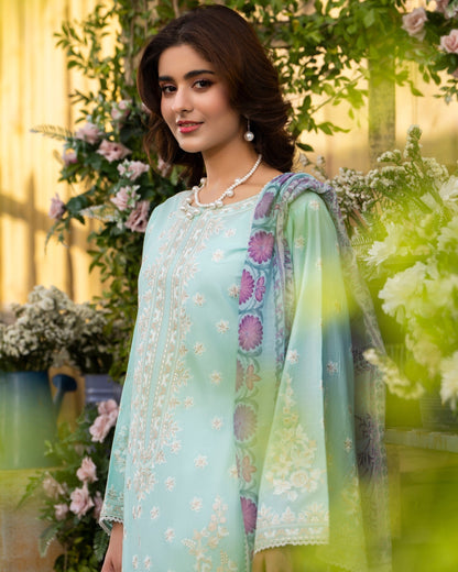 Pakistani Designer Blue Cotton Suit Online in KSA Riyadh Saudi Arabia Oman Bahrain Qatar