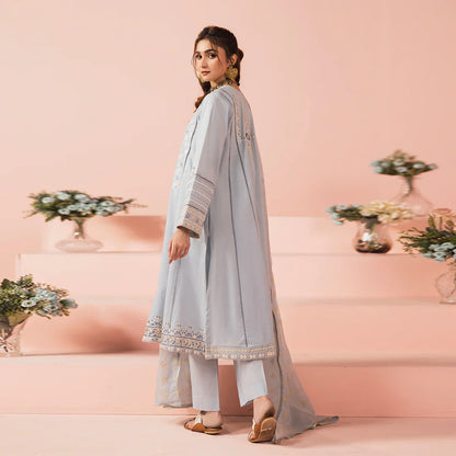 Pakistani Designer Blue Grey Cotton Salwar Kameez Online in KSA Riyadh Saudi Arabia Oman Bahrain Qatar