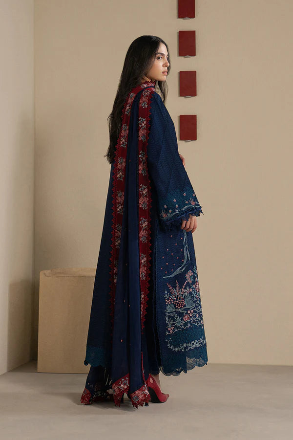 Pakistani Designer Blue Lawn Salwar Kameez Online in KSA Riyadh Saudi Arabia Oman Bahrain Qatar