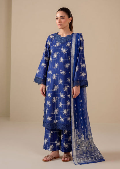 Pakistani Designer Blue Silk Embroidered Suit Online in KSA Riyadh Saudi Arabia Oman Bahrain Qatar