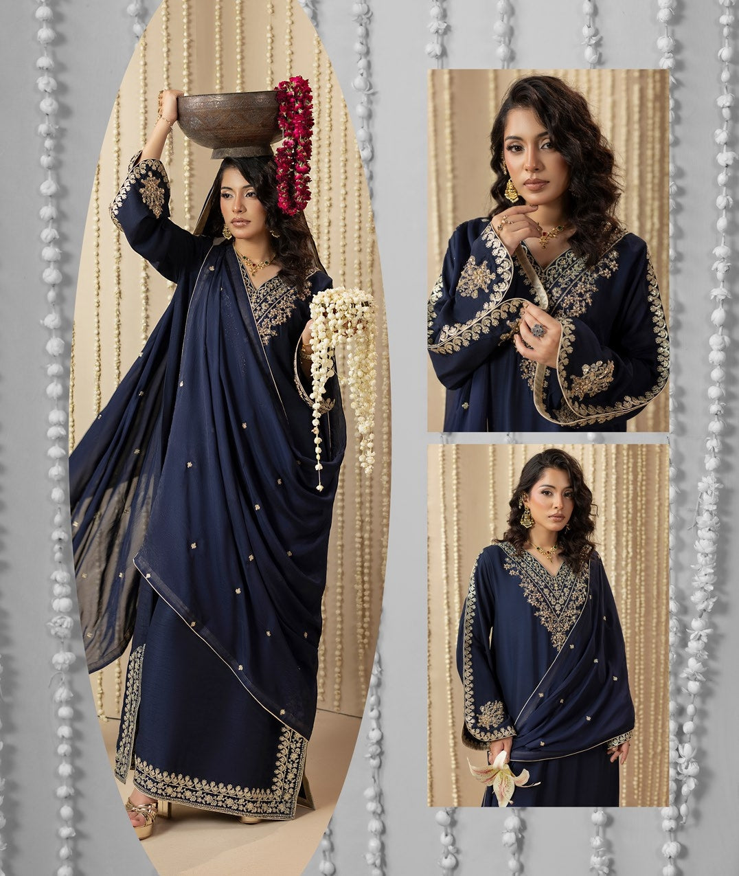 Pakistani Designer Blue Silk Kaftan Outfit Online in KSA Riyadh Saudi Arabia Oman Bahrain Qatar