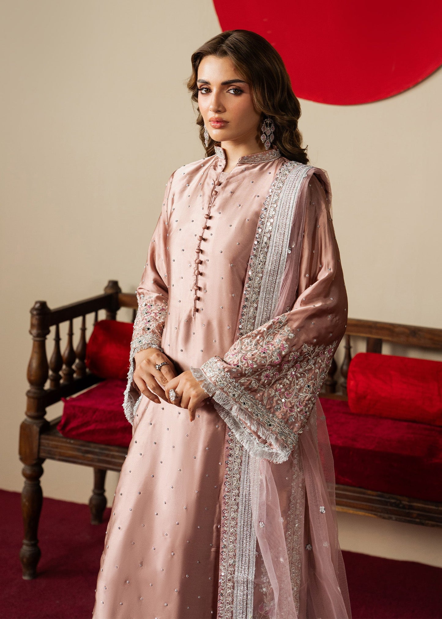 Pakistani Designer Blush Pink Charmuse Salwar Kameez Online in KSA Riyadh Saudi Arabia Oman Bahrain Qatar