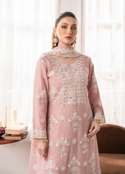 Pakistani Designer Blush Pink Chiffon Salwar Kameez Online in KSA Riyadh Saudi Arabia Oman Bahrain Qatar
