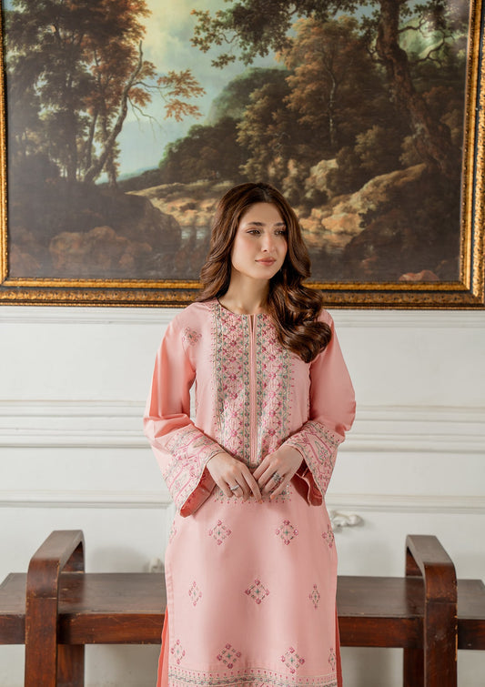 Pakistani Designer Blush Pink Cotton Salwar Kameez Online in KSA Riyadh Saudi Arabia Oman Bahrain Qatar