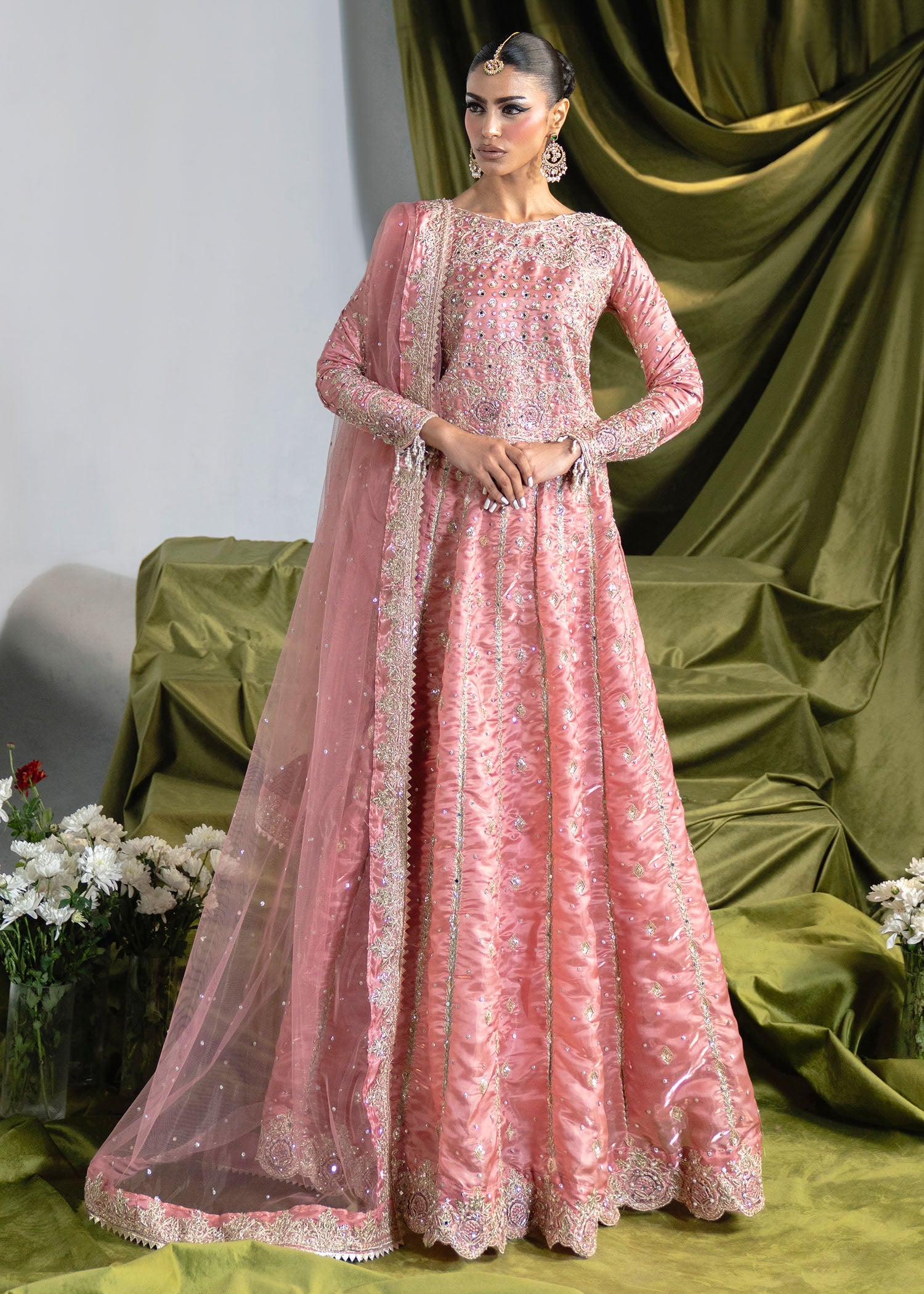 Pakistani Designer Blush Pink Embellished Lehenga Suit Online in KSA Riyadh Saudi Arabia Oman Bahrain Qatar