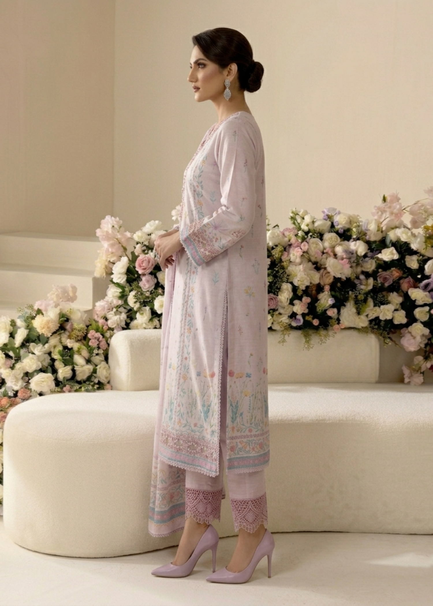Pakistani Designer Blush Pink Embroidered Raw Silk Suit Online in Sri Lanka India Australia