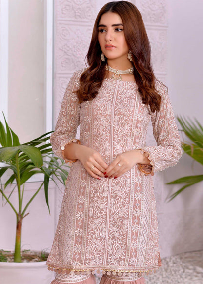 Pakistani Designer Blush Pink Gharara Chiffon Salwar Kameez Online in KSA Riyadh Saudi Arabia Oman Bahrain Qatar