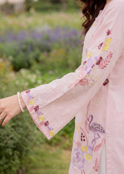 Pakistani Designer Blush Pink Lawn Suit Online in UK USA Canada