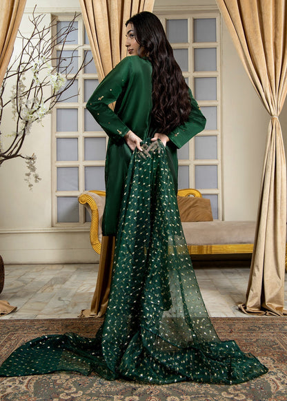 Pakistani Designer Bottle Green Kattan Silk Embellished Suit Online in Sri Lanka India Australia