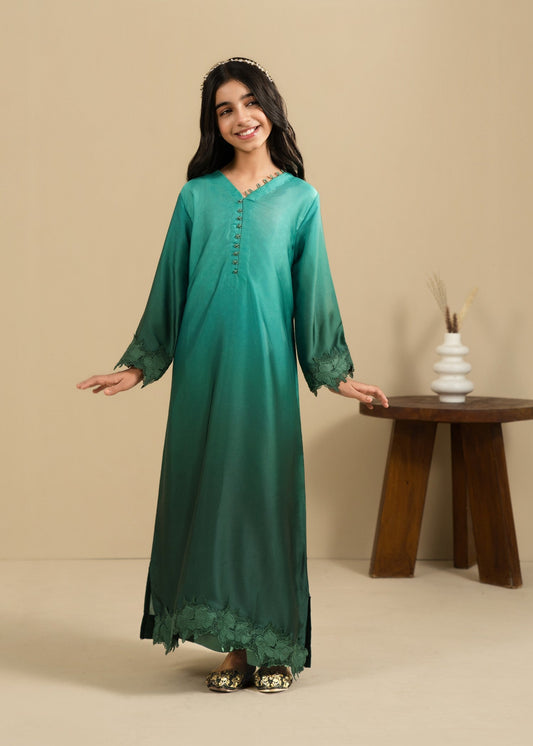 Pakistani Designer Bottle Green Silk Salwar Kameez Online in KSA Riyadh Saudi Arabia Oman Bahrain Qatar
